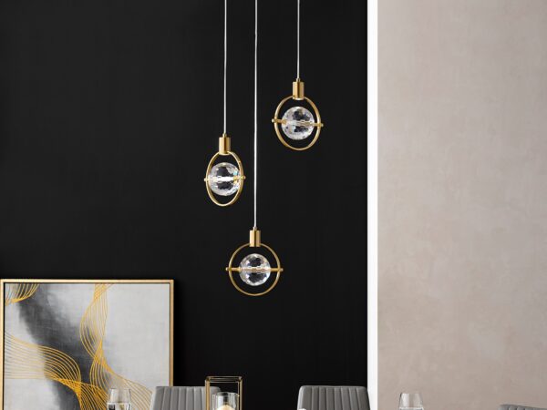 Hollywood Circle 3 Light Pendant // Gold