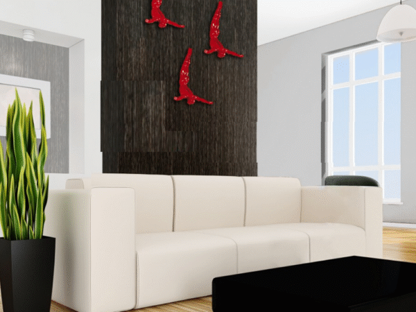Set of Three Large Wall Divers // Glossy Red