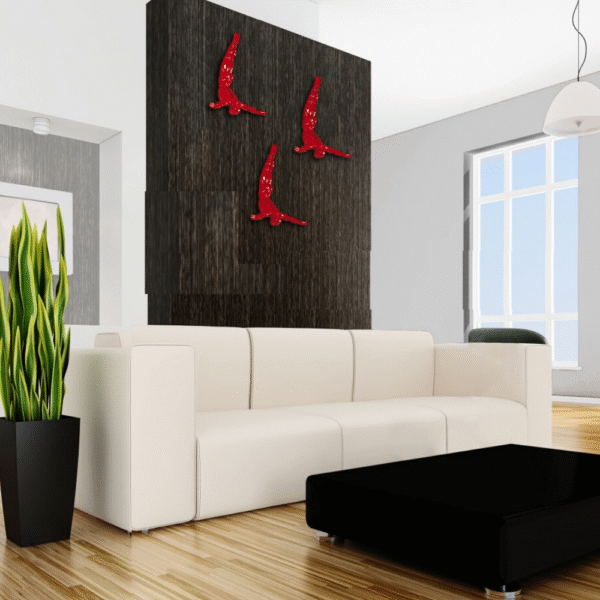 Set of Three Large Wall Divers // Glossy Red