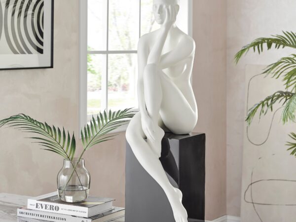Antoinette Doll Sculpture // Matte White with Black Base