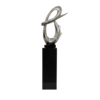 Fluid Abstract 59" Tall Floor Sculpture // Chrome with Black Stand