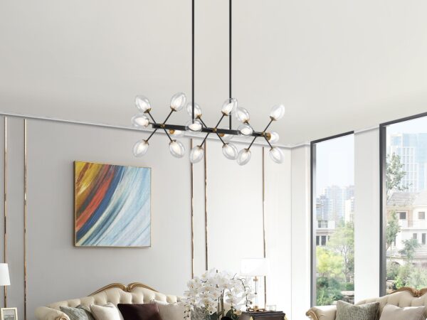 Nodus Crystal Rectangular 18 Lights Chandelier // Black