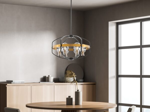 Opia Vintage 8 Light Chandelier // Gold and Black