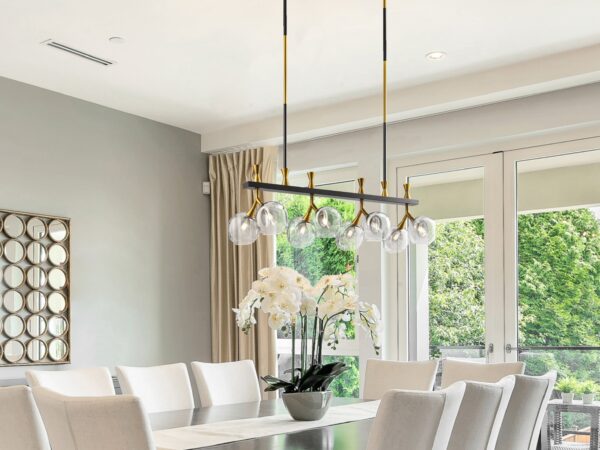 Sonder Rectangular Gold and Black Chandelier