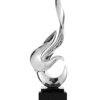Flame 65" Tall Floor Sculpture // Chrome with Black Stand