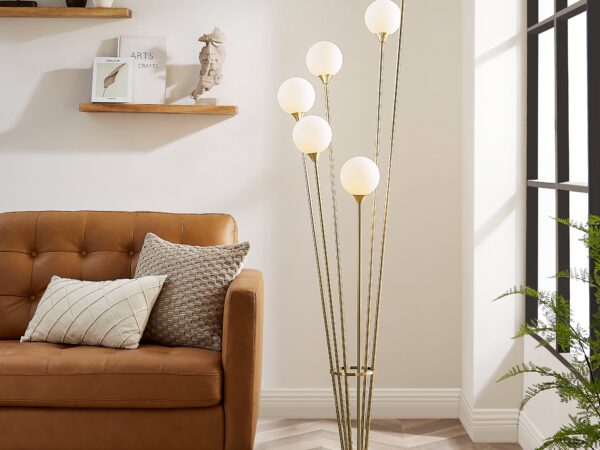 Anechdoche 6 Lights Floor Lamp // Gold and White