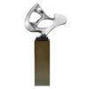 Chrome Abstract Mask 54" Tall Floor Sculpture // Chrome with Gray Stand