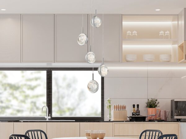 Bubbling Glow Round Chandelier // Chrome