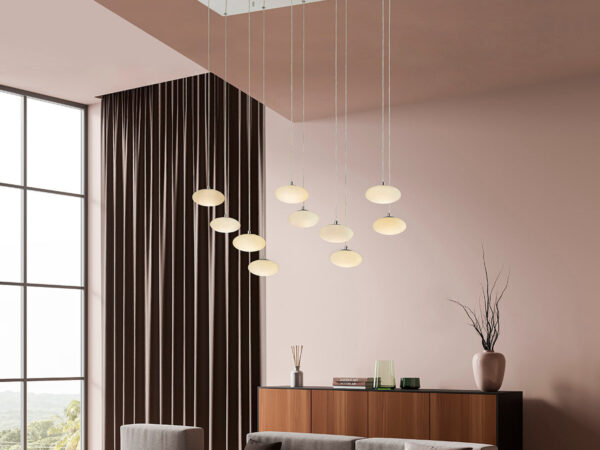 Spanish Alabaster Rectangular Chandelier // Chrome