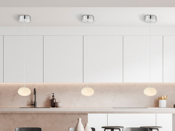 Spanish Alabaster Pendant // Chrome