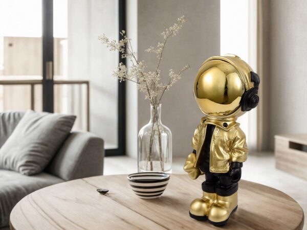 Astronaut Sculpture // Black & Gold Small