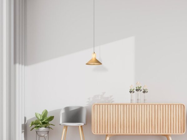 Spanish Alabaster & Aluminum One-Light Chandelier