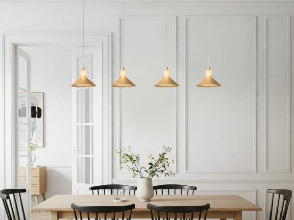 Spanish Alabaster & Aluminum Four-Light Chandelier