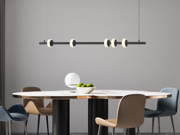 Aluminum and Spanish Alabaster Chandelier // Black