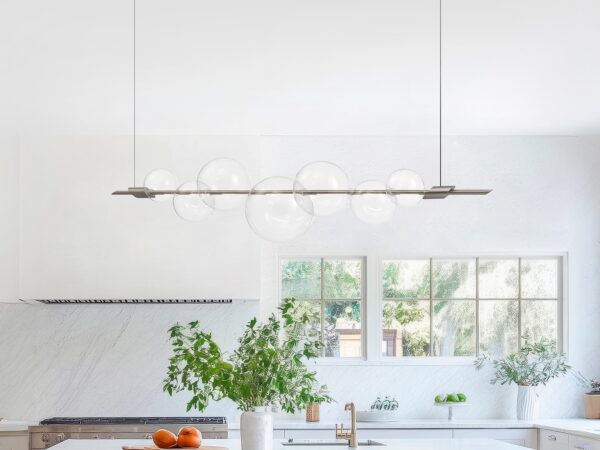 Aluminum and Glass Chandelier // Satin Nickel