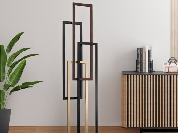 Floor Lamp Black and Wood