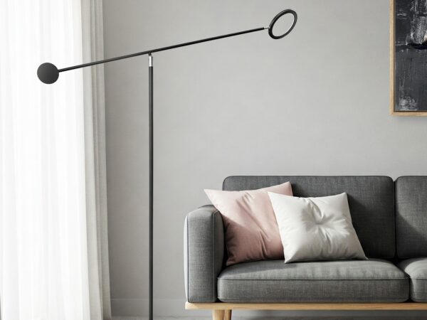 Floor Lamp Black and Chrome