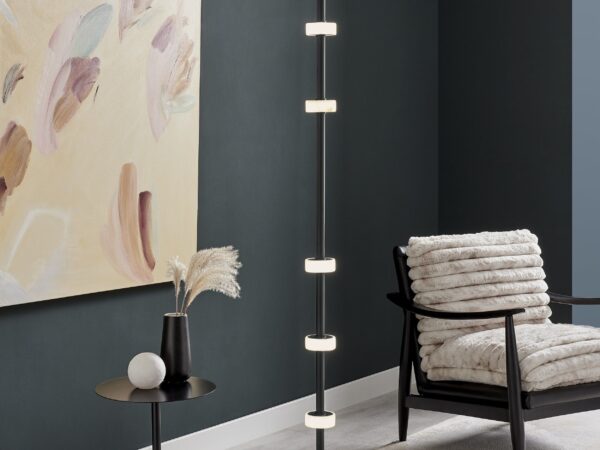 Aluminum and Spanish Alabaster Floor Lamp // Black