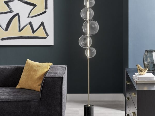 Aluminum and Glass Floor Lamp // Satin Nickel