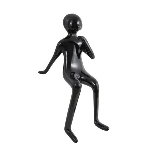 Urban Thinker? Glossy Black Resin Seated Figure Sculpture