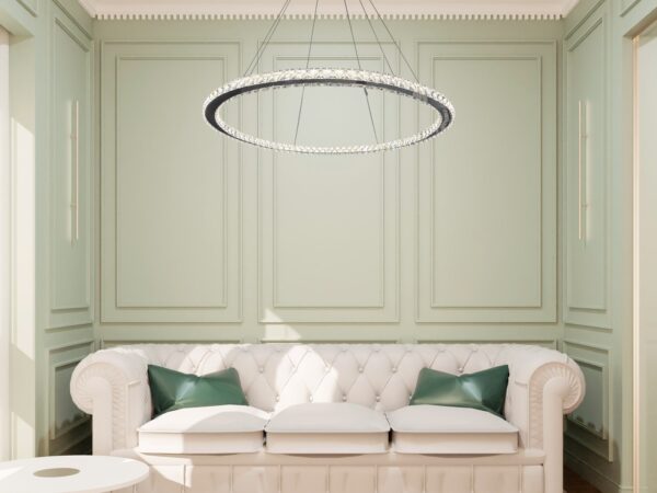 1 Thin Ring Crystal Chandelier // Chrome