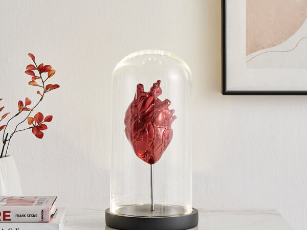 Heart in a Box Resin and Glass LED Sculpture