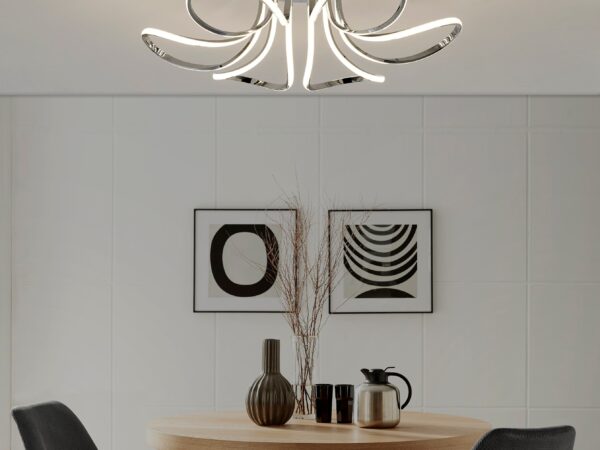 6  Petal Flower Dimmable LED Flush Mount Lamp // Chrome