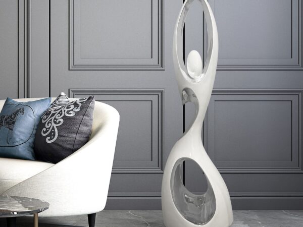 Tall Doll Floor Sculpture // White and Chrome