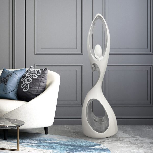 Tall Doll Floor Sculpture // White and Chrome