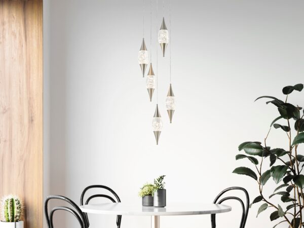 Shinny Teardrops Round Chandelier // Matte Nickel