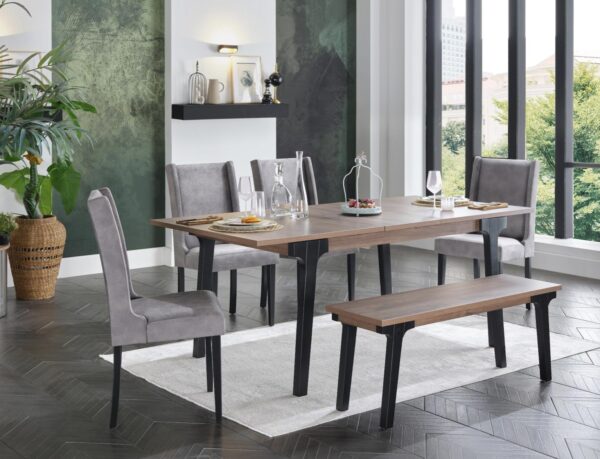 KENNEDY EXPANDABLE DINING TABLE (L.WALNUT)
