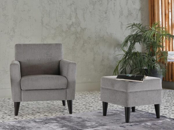 THEO ACCENT CHAIR+OTTOMAN (THEO GREY)