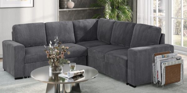U2660 Grey Sectional With Pull Out