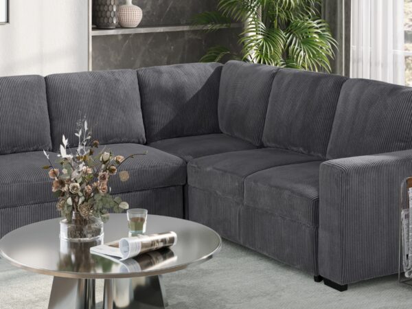 U2660 Grey Sectional With Pull Out