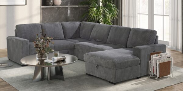 U2660 Grey Sectional With Pull Out