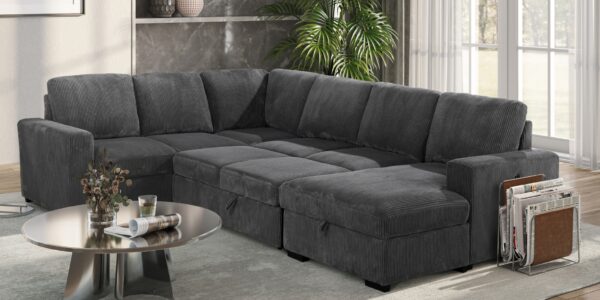 U2660 Grey Sectional With Pull Out