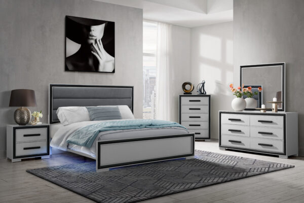 Amelia Gray Black King 4 PC Bedroom Set