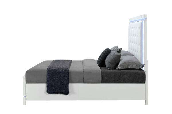 Alina White King Bed With Led