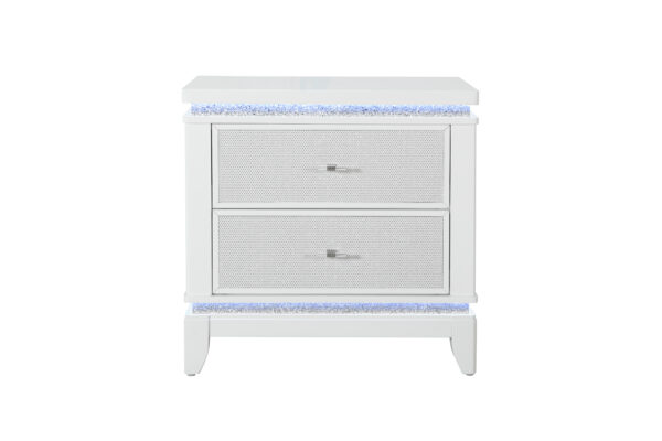 Alina White Nightstand With Led