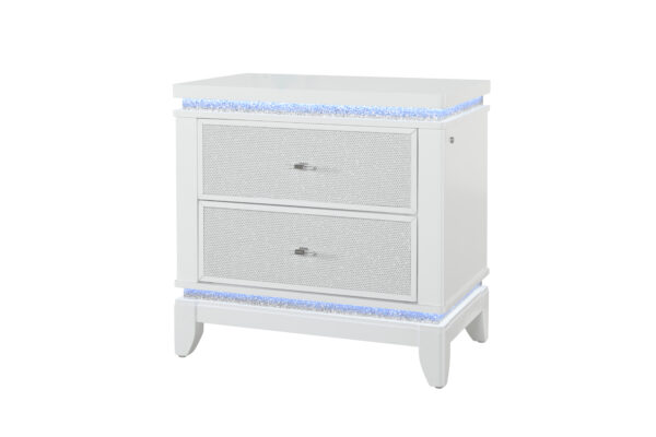 Alina White Nightstand With Led