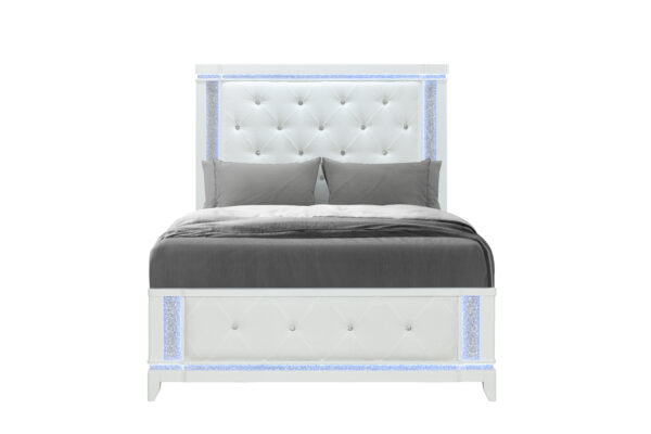 Alina White Queen Bed With Led