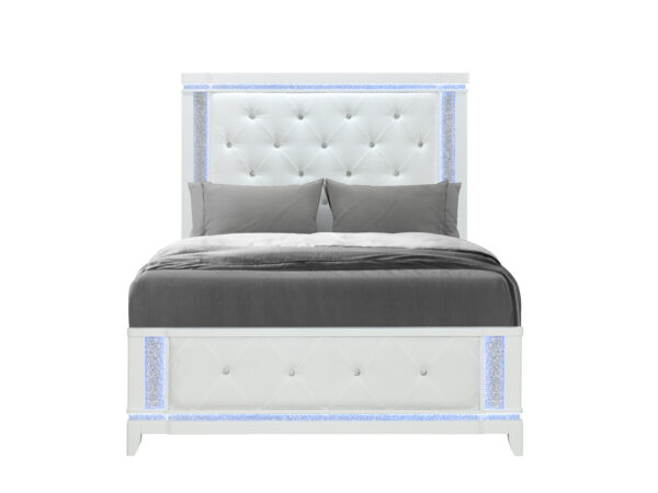 Alina White Queen Bed With Led