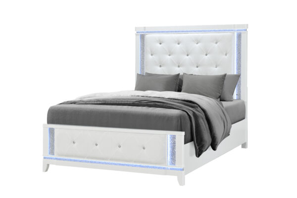 Alina White Queen Bed With Led