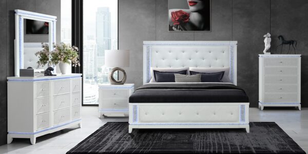 Alina White King 4 PC Bedroom Set