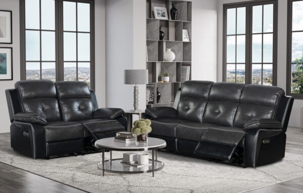 U5050 Charcoal/Black Sofa + Loveseat