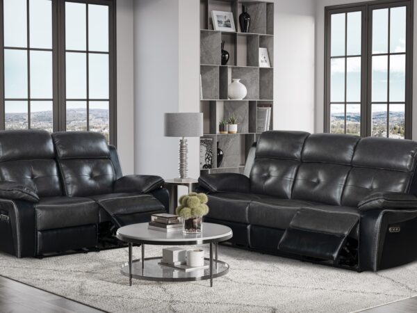 U5050 Charcoal/Black Sofa + Loveseat