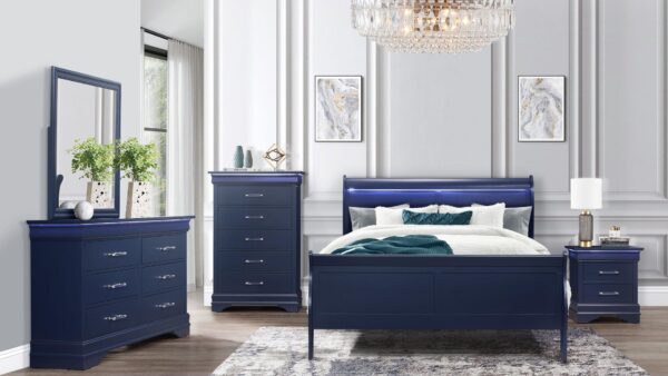 Charlie Blue King 4 PC Bedroom Set