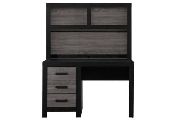 Lisbon Gray/Black Desk + Hutch