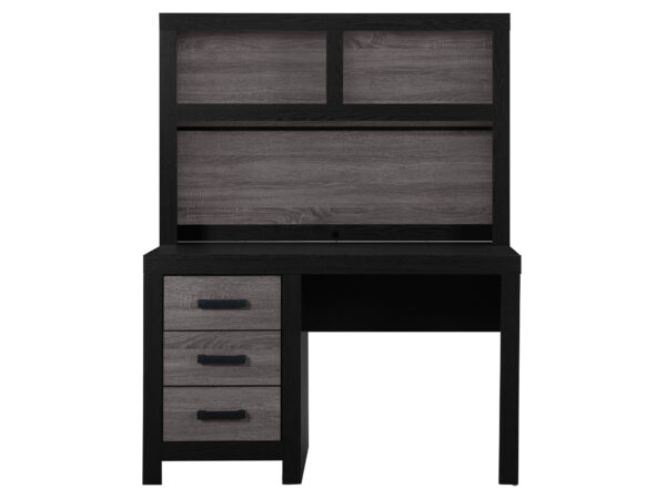 Lisbon Gray/Black Desk + Hutch