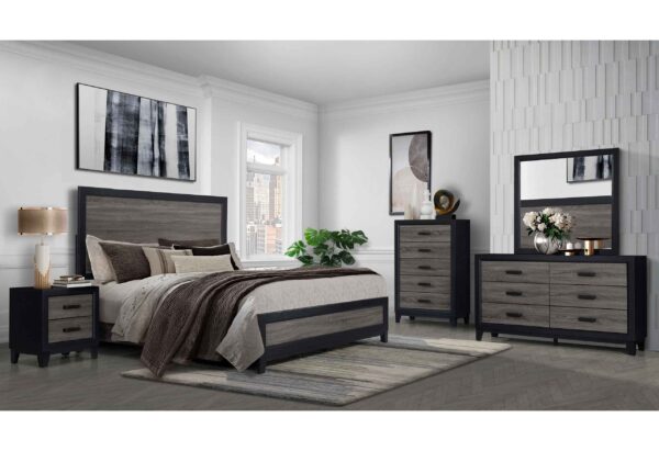 Lisbon Gray/Black King 4 PC Bedroom Set